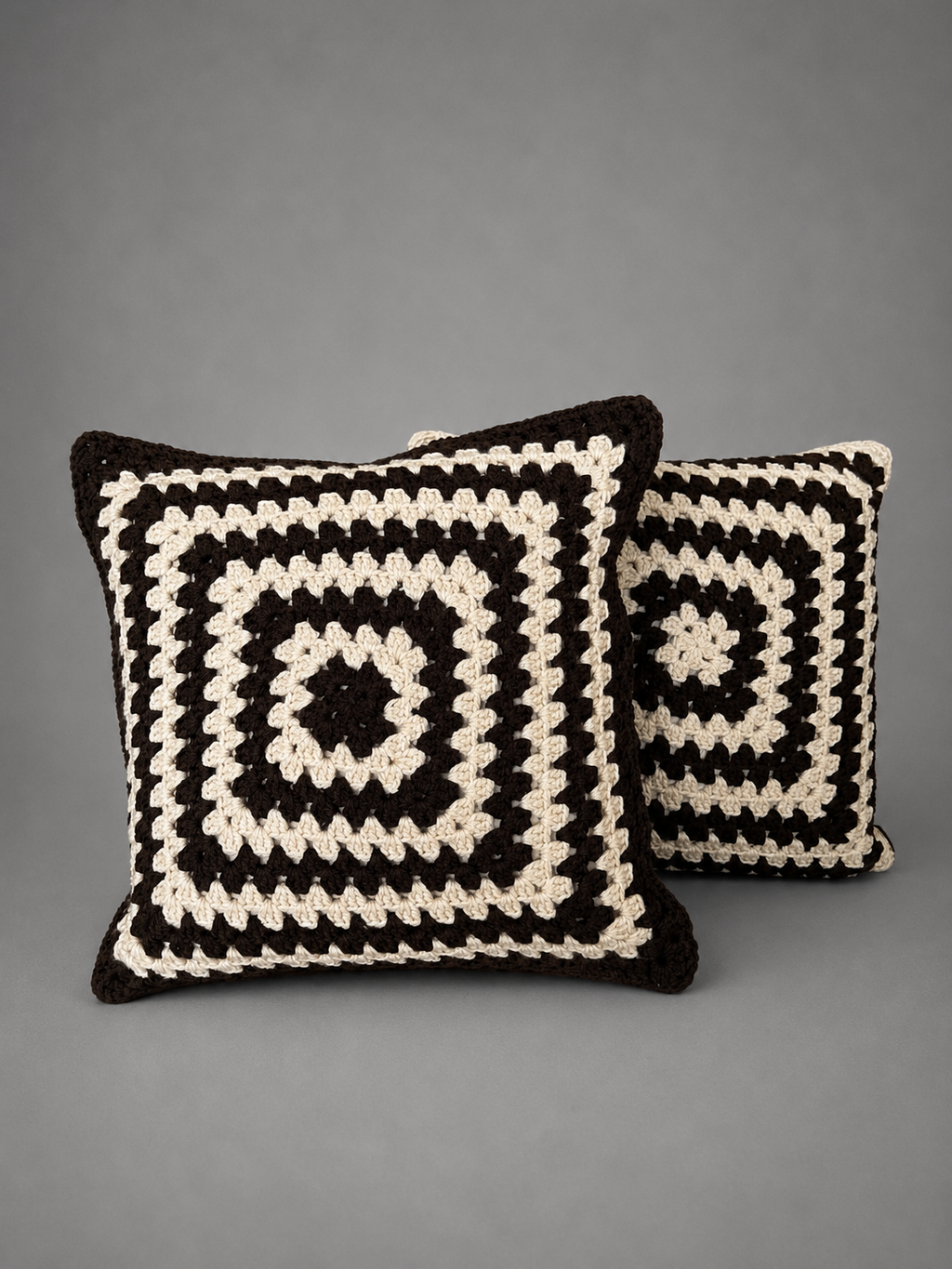 Handmade Granny Square Crochet Pillow (Set of 2)
