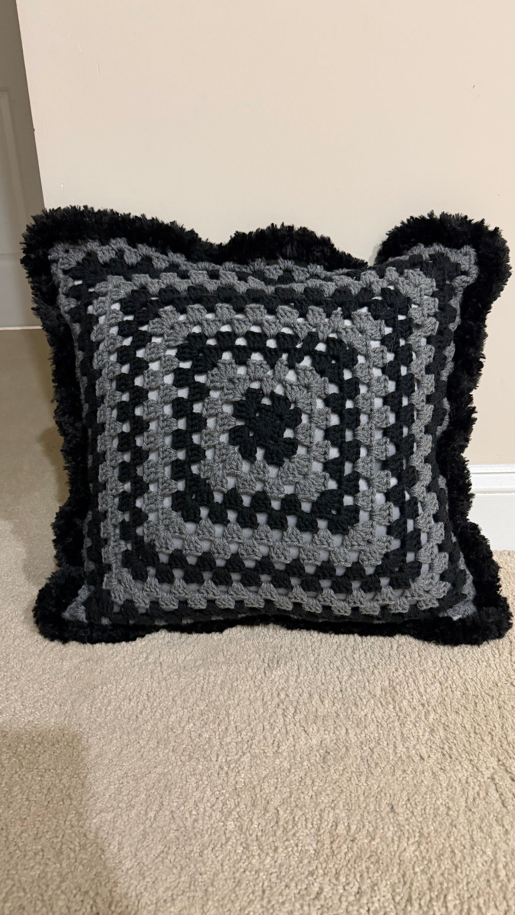 Handmade Granny Square Crochet Pillow
